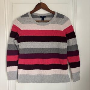{Gap} Gray Stripe Knit Sweater